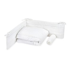 סט מצעים למיטת תינוק דגם תחרה לבנה