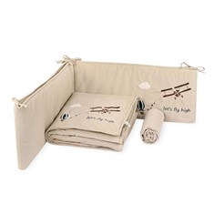 סט מצעים למיטת תינוק דגם Fly High