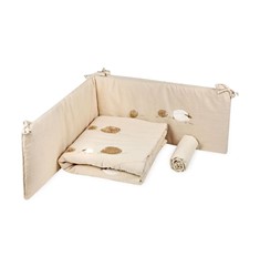 סט מצעים למיטת תינוק דגם כבשים בז