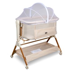 עריסה נצמדת מתנדנדת בשילוב דמוי עץ דגם Bebe Woodlike